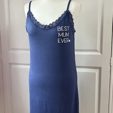 Best Mum Ever Blue Nightdress 92 Viscose With Lace Trim, Size M. Ideal Gift