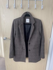Abercrombie & Fitch A&f Wool Blend Tweed Check Plaid Coat Jacket Blazer (uk 10)