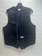 VESUVIO NAPOLI Made in Italy Navy Blue Suit Vest Matching Tie Size Large