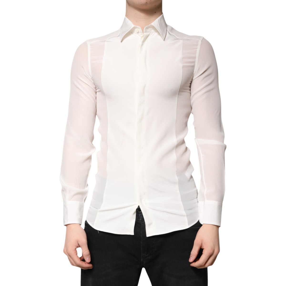 dolce gabbana gold dress shirt Dolce & Gabbana Black Gold Embellished Shirt – AmeOro main image 1
