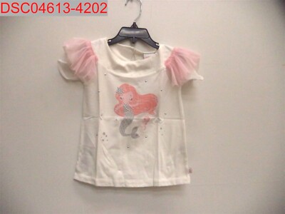 Boboli Girls White Mermaid Ruffle Sleeve Graphic T-Shirt, Size 4 8445470026051