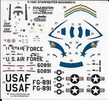 BL Loose, Box Stock F-104C Starfighter Decals 1/72  855240000310 No Inst. 