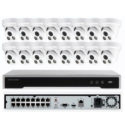 Hikvision OEM 16CH 16POE 4K NVR 5MP ColorVu IP Camera System H265+ Inside US Lot