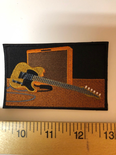 TELECASTER WITH TWEED AMPLIFIER PATCH Embroidered Patch IRON ON or sew on - Picture 1 of 3
