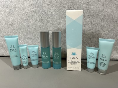 TULA Skincare Bundle Pro-Glycolic Resurfacing Gel-Eye Cream-Face Cleanser-Mask