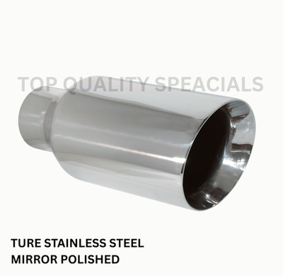 5in BIG Chrome Exhaust Tip 3in Inlet 12in L Angle Cut Double Wall Louder Sound