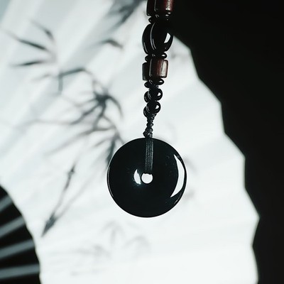 Certified Natural Burma Jadeite A-grade Black Jadeite Donut Talisman Pendant