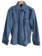 Vintage 70 s Big Yank Mens M Work Shirt Chambray Cotton Blend Utility Classic