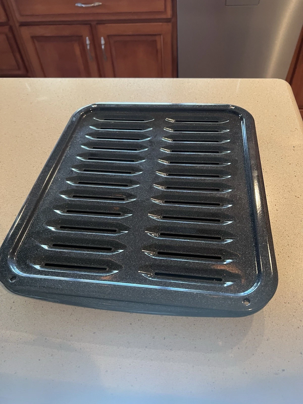Broiler Pan & Roasting Rack Black Porcelain Coating Dishwasher Safe Rectangle