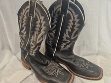 Justin Damen Bent Rail Western Cowgirl Stiefel in schwarzem Leder Damen 8,5 USA