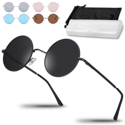 Retro Vintage Sonnenbrille rund Hippie Brille für Herren Damen Sonnenbrillen
