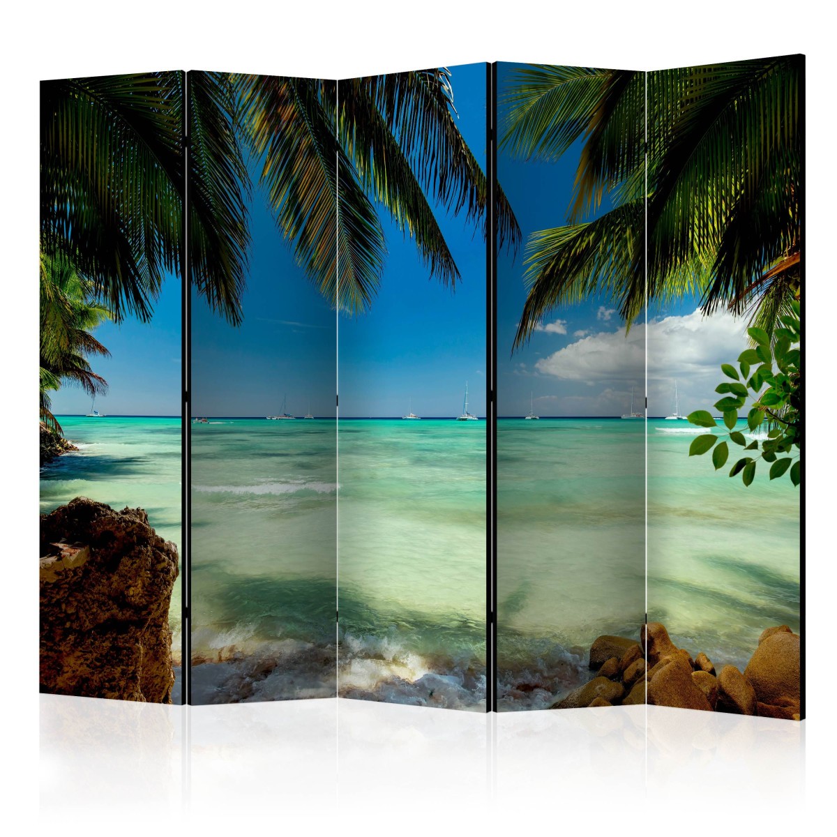 Paravent 5 volets Relaxing on the Beach 172x225cm pour cacher le désordre