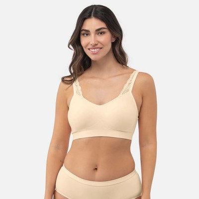 Underoutfit Adjustable Comfort Bra w/ Lace Straps-445 Sand  , Size 3XL