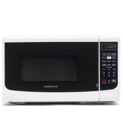 Microwave Oven 0.7 Cu. Ft 700W Countertop Auto Cook White Farberware Watts Power