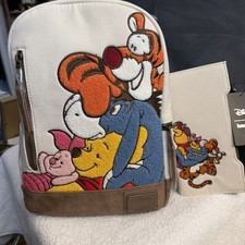HTF Loungefly Disney Winnie the Pooh Chenille Mini Backpack Matching Wallet