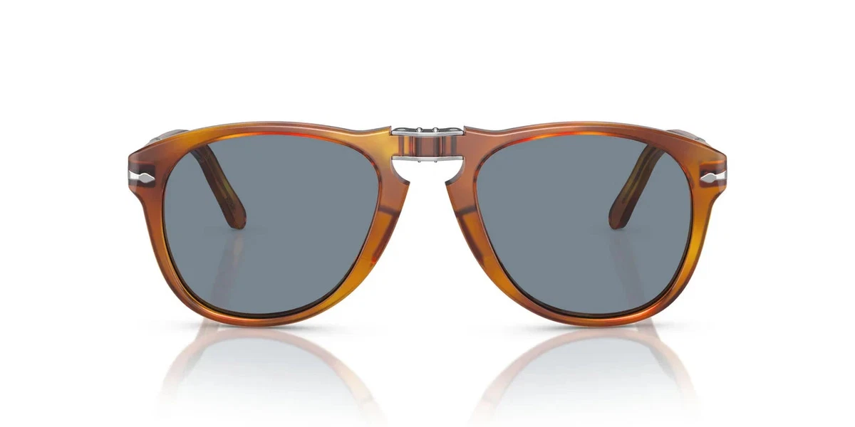 Persol PO0714SM 96/56 Light Havana Blue Unisex 54 mm Steve McQueen Sunglasses