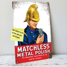 MATCHLESS POLISH FIREMAN metal sign beer man cave advert vintage repro