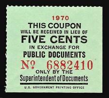 1970 Public Document Coupon By Superintendent of Documents - Five Cents (5)