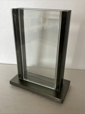 Stiele Vase vertikal modern Glas Blumenvase Metallsockel Acryleinsatz 5" hoch
