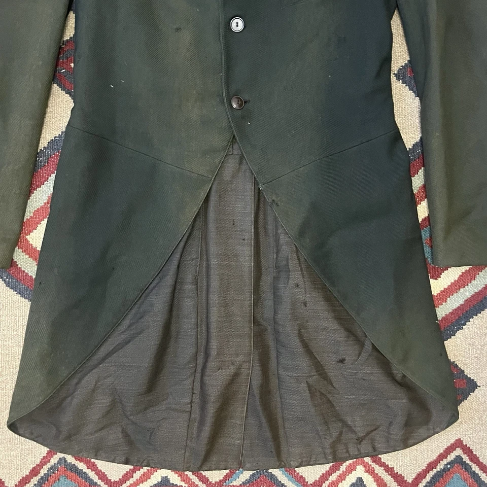 Sobretudo Edwardian Top Coat | Vintage Masculino XS Desbotado pelo Sol Desgastado Década de 1910 - Imagem 3 de 4