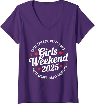 Girls Trip 2025 Weekend Vacation Matching Love Ladies' V-Neck Tshirt