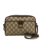 OLD GUCCI Interlocking GG Logo PVC Webbing Shoulder Bag Beige/7AF0036