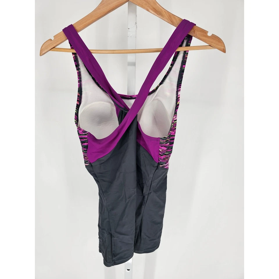 Traje de baño Tankini Everlast Sport para mujer talla 14 púrpura gris atlético Foto 2 de 3