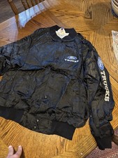 Vintage 80s Ford Trucks Satin Bomber Jacket Black Made In USA - Men's X-Large