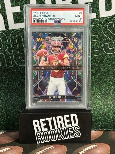 2024 Panini Prizm - Prizmatic Jayden Daniels #3 Green Wave Prizm (RC) Psa 9