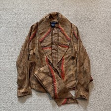 Vintage 90s Ralph Lauren Navajo 100% Linen Blazer Jacket Made In USA With Belt