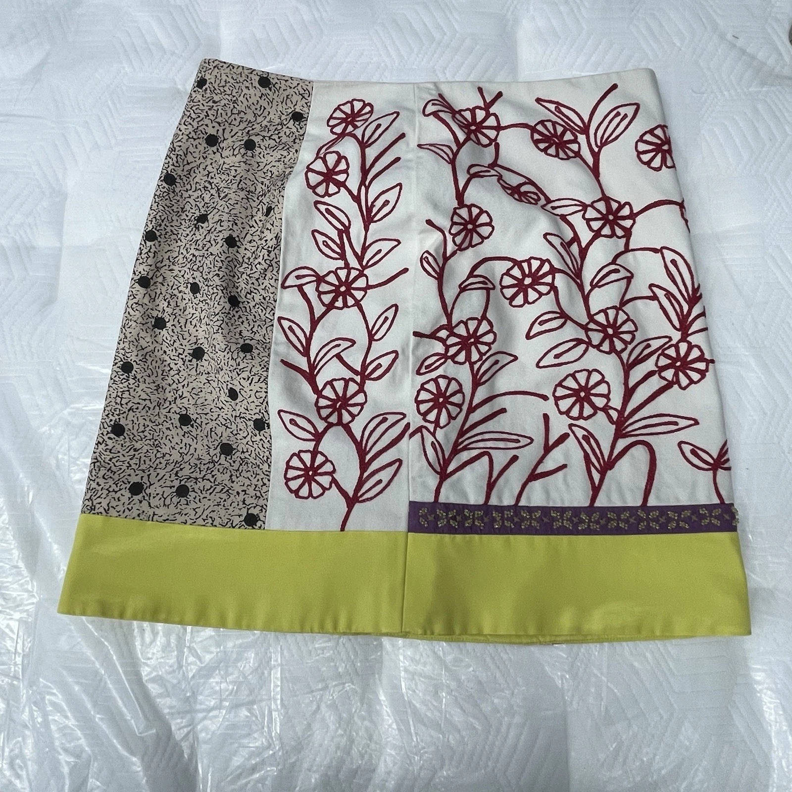 Anthropologie Leifnotes Skirt Brimming Borders Beaded Embroidered Women’s Sz 10
