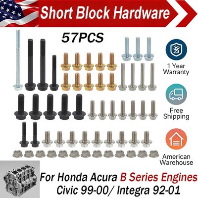 B Series Complete Short Block Hardware Kit For Honda Acura Civic Integra 57PCS