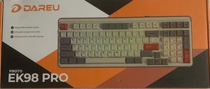DAREU EK98 PRO Clavier mécanique RGB Filaire 2.4G/Bluetooth QWERTY Blanc/Orange
