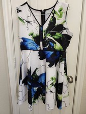 Fun And Colorful Reed Floral A Line Dress W/zip back