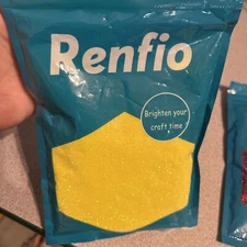 Renfio Ultra FIne Glitter Powder Crafts Slimes, Body Art, 3.5oz, Lemon Yellow