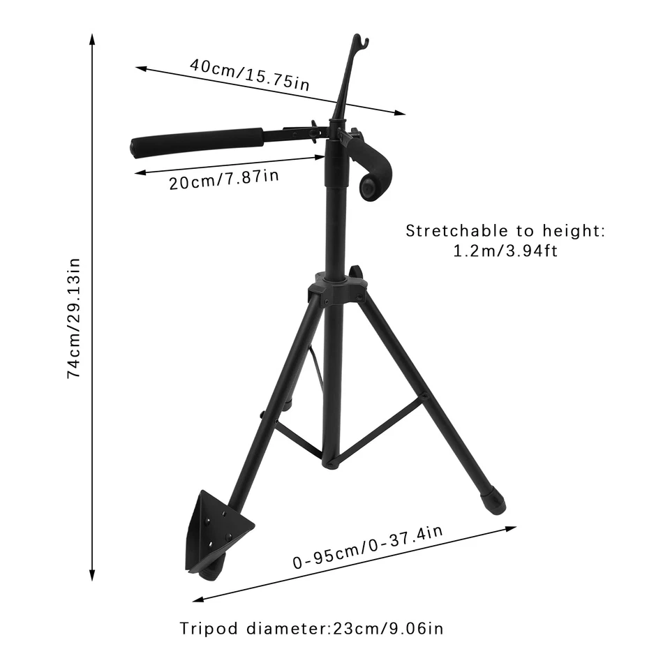 Adjustable Foldable Stand for Cello with Hook for Bow - Black - Image 2 of 4