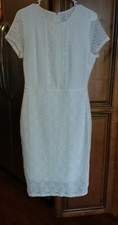 New York & Co. White Eyelet Cap Sleeve Lined Dress Size 8