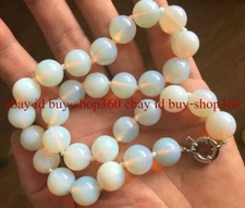 Natural 12mm White Sri Lanka Moonstone Round Gemstone Beads Necklaces 18'' AAA