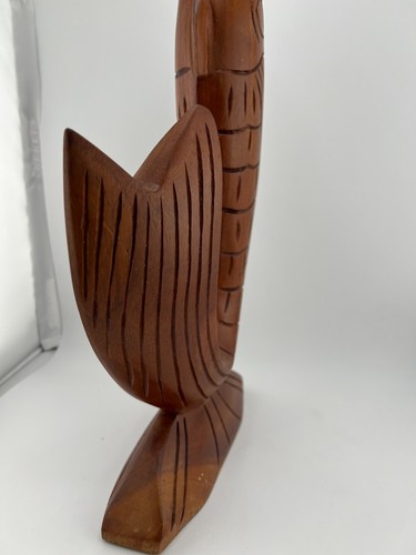 Vintage Hand Carved Brown Wooden Home Decorative Fish Sculpture Animal Figurine - Picture 6 of 10