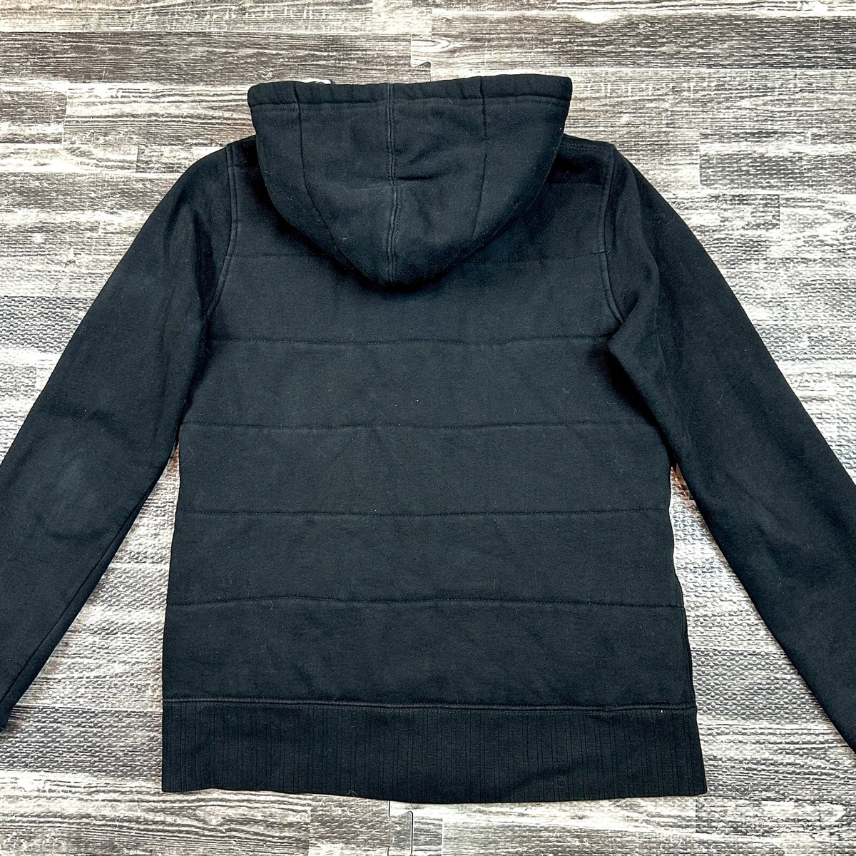 Matix Asher Mens sz M Black Quilted Fleece Hoodie Full Zip Jacket