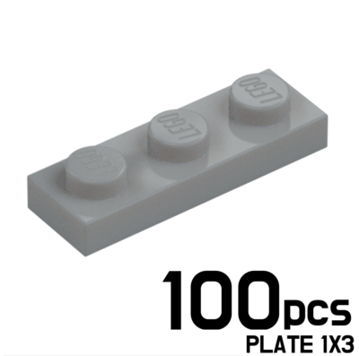 LEGO Lot of 100 PLATE 1X3 Medium Stone Grey 4211429 3623 | eBay