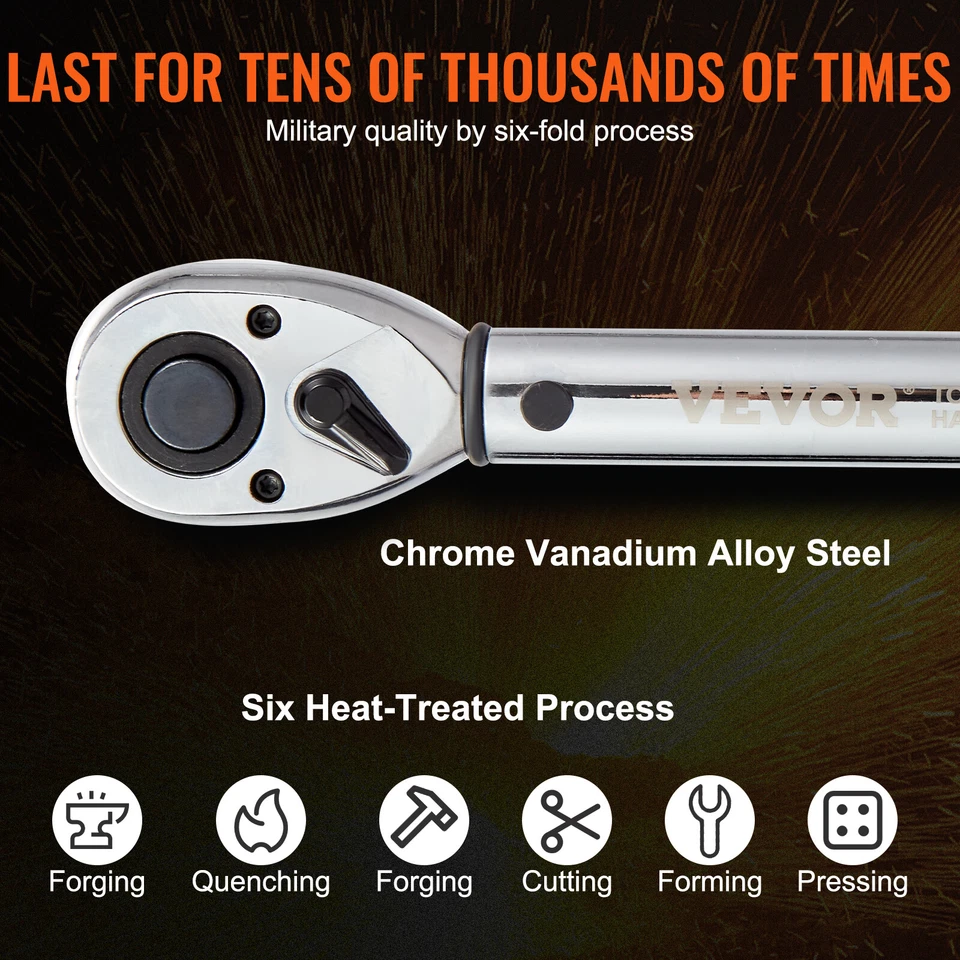 VEVOR Chiave Dinamometrica 1/2" da Officina Forza Torsione 14-204 Nm Regolabile - Immagine 3 di 4