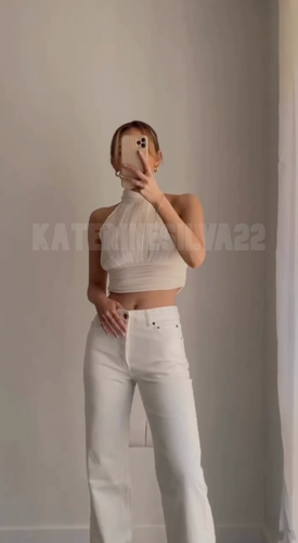 ZARA NEW WOMAN SS23 ECRU PLEATED CROP TOP REF:7969/030 | eBay