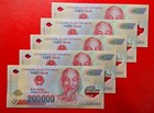 200000 Dong Lot 5 Notes Of Vietnam Polymer Money 2006-2022 P-123 - GEM UNC