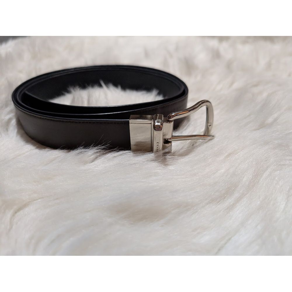 Coach Black and Gray Leather Belt with Silver Buckle Coach | Accessories | Coach Black And Gray Leather Belt With  main image 3