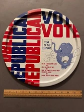 J.L. CLARK VOTE REPUBLICAN THE YEAR OF THE ELEPHANT NOVELTY SNACK SERVING TRAY