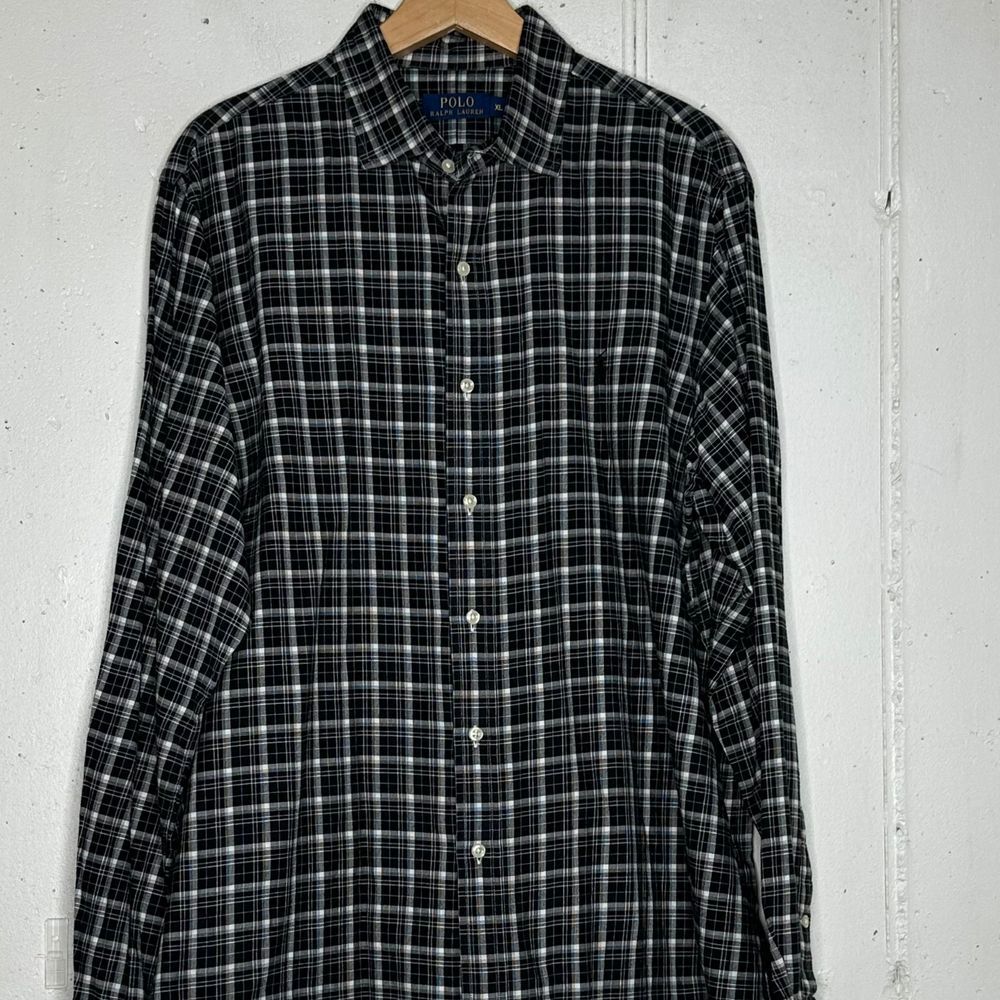Polo Ralph Lauren Black Plaid Flannel Button Down Long Sleeve Shirt Preppy thumbnail 2
