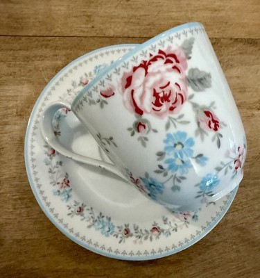 Greengate MALOU WHITE Kaffeetasse mit Untertasse | Rarität | Vitrinenstück