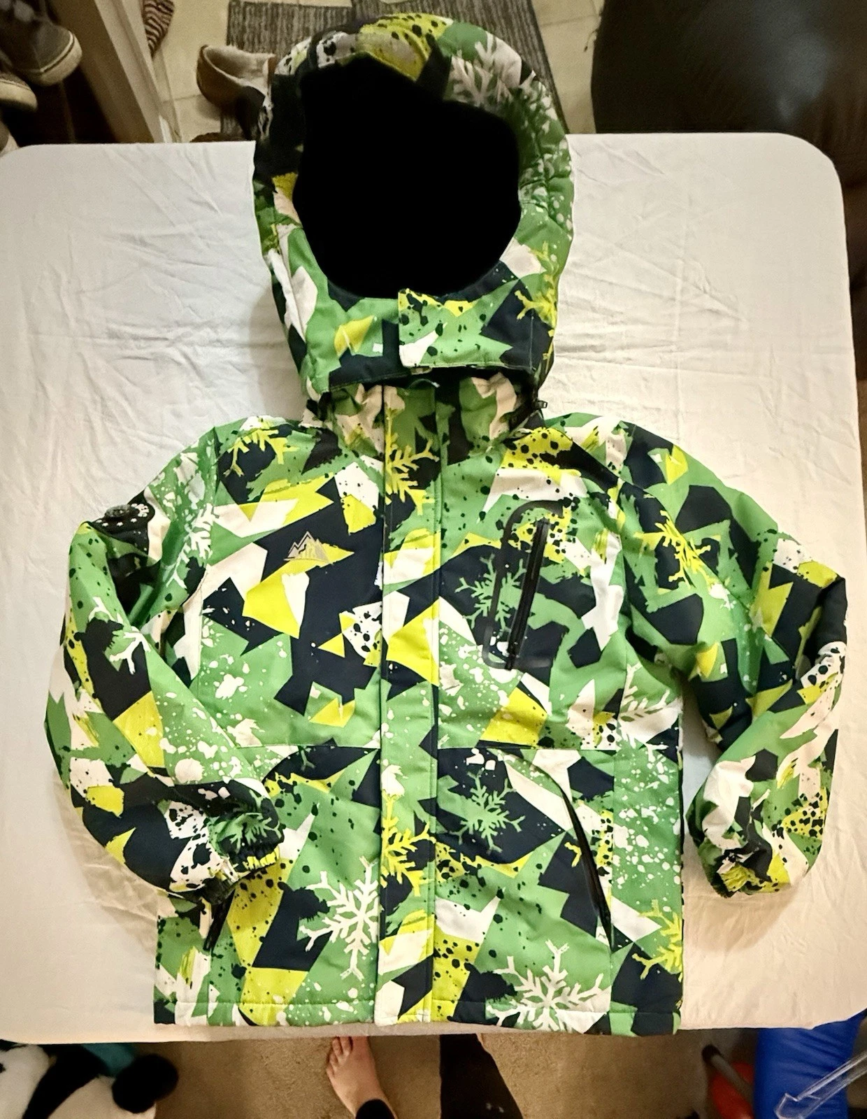 MOERDENG Kid's Ski Jacket Waterproof Winter Coat with Detachable Hood Size 8