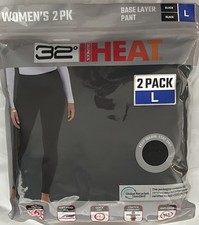 32 Degrees Heat Women's 2 Pack Base Layer Pants, Size Large Black - NWT - SEALED
